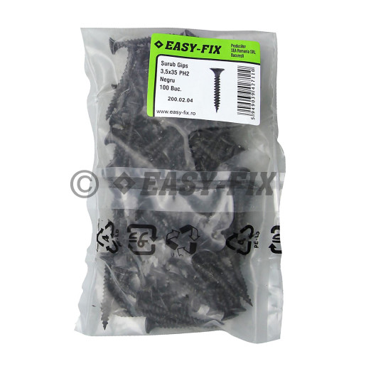 Şurub pentru gips carton 3,5x35 Negru - PH2 (100 buc)