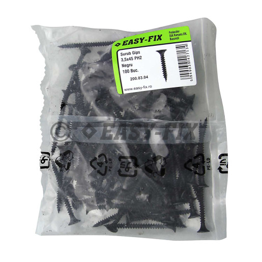 Şurub pentru gips carton 3,5x45 Negru - PH2 (100 buc)