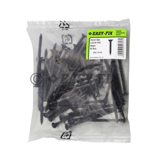 Şurub pentru gips carton 4,2x70/50 Negru - PH2 (50 buc)
