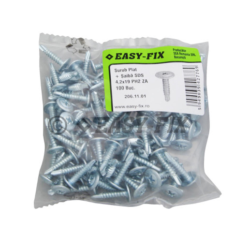 Şurub cap plat cu şaibă autoforant 4,2x19 ZA - PH2 (100 buc)