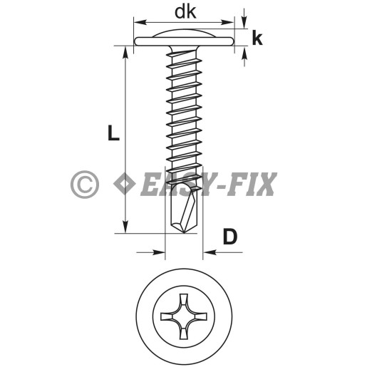 Şurub cap plat cu şaibă autoforant 4,2x19 ZA - PH2 (100 buc)