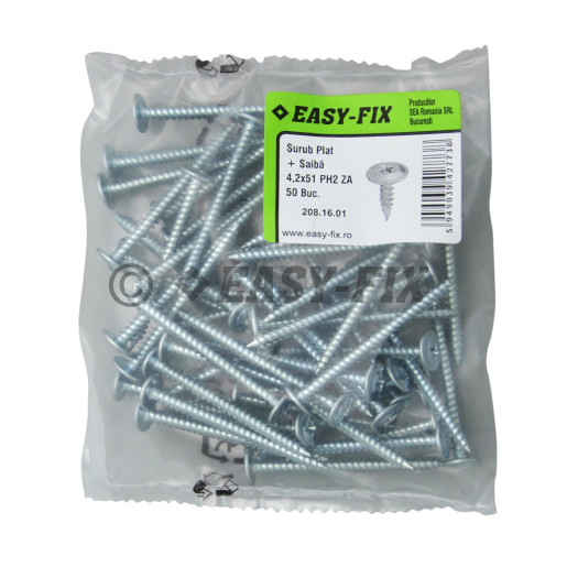 Şurub cap plat cu şaibă dublu filet 4,2x51 ZA - PH2 (50 buc)