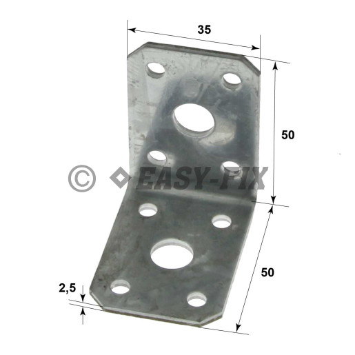 Coltar perforat 90° tip 4  -  50x 50x35x2,5mm - ZA