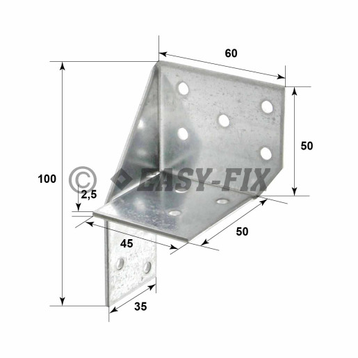 Coltar universal - h=100mm, s=2,5mm Stânga - ZA