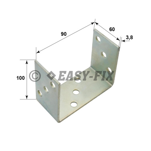 Suport stâlp U simplu -  91x100x 60 mm ZA