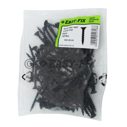 Şurub pt gips carton filet rapid 3,9x35 Negru - PH2 (100 buc)