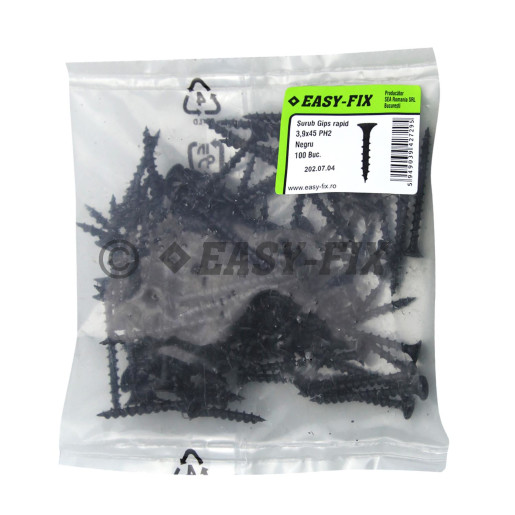Şurub pt gips carton filet rapid 3,9x45 Negru - PH2 (100 buc)