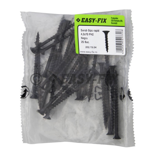 Şurub pt gips carton filet rapid 4,2x70/50 Negru - PH2 (25 buc)