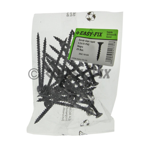 Şurub pt gips carton filet rapid 4,2x70/50 Negru - PH2 (25 buc)