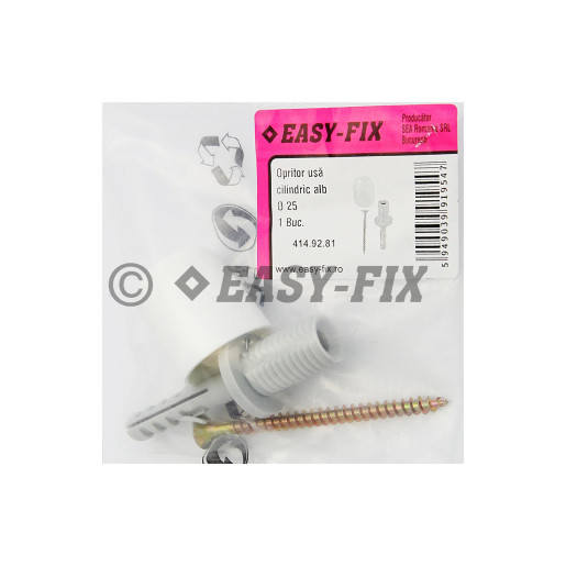 Set opritor uşă cilindric Ø 25mm Alb