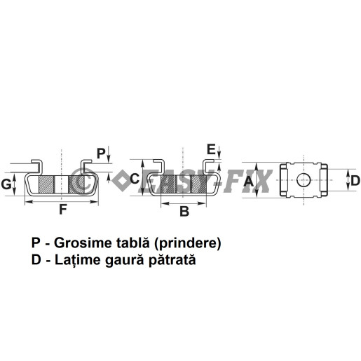Piuliţă în colivie P 9,0x 9,0 mm H0,7-1,6 mm M 5 ZA (16 buc)