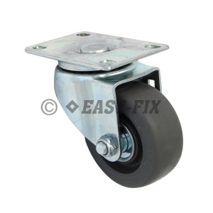 Roată cu placă rulment Ø 75x32  H=100 - 100kg -PU Gri