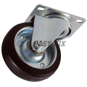 Roată cu placă rulment Ø100x32 H=100 - 120kg -Cauciuc-Negru