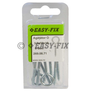 Agăţător cu filet pt lemn tip O - Ø3,5x 50x10 ZA