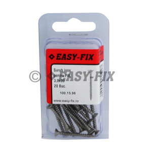 Şurub pt PAL şi lemn cap înecat 3,0x 30 Inox A2 PZ1