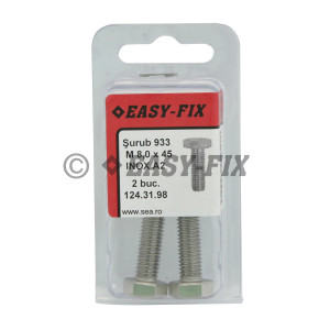 Şurub cap hexagonal M 8x 45 DIN 933 Inox A2