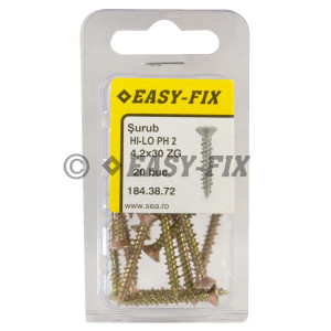 Şurub cu filet HI-LOW cap înecat 4,2x 30 ZG - PH2