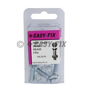 Şurub DIN 963-4.8 M 6 x 20 ZA şi Piuliţă