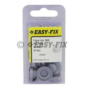 Capac plastic cap hexagonal SW 8 - RAL 9006 Gri Metalic