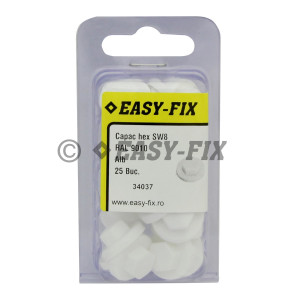 Capac plastic cap hexagonal SW 8 - RAL 9010 Alb