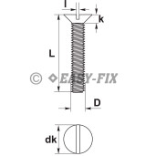 Şurub cap înecat DIN 963 - M 4x 20 Inox A2 (-) (500 buc)