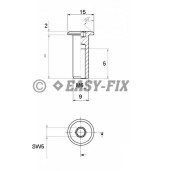 Piuliţă înfundata cilindrică, oţel Ø15mm - M6x12 SW5 Zincat negru (100 buc)