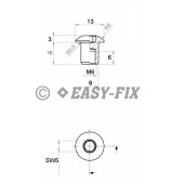 Piuliţă înfundată rotundă, oţel Ø13mm - M6x10 SW5 Zincat alb (100 buc)