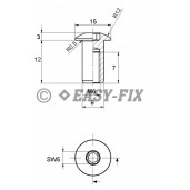 Piuliţă înfundată rotundă, oţel Ø15mm - M6x12 SW5 Zincat alb (100 buc)
