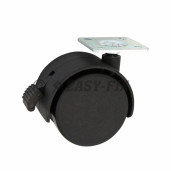 Rotilă Ø50 mm cu placă 38x38 şi blocare - Negru