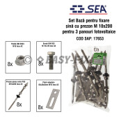 Set Baza fixare sina cu prezon M10x200 pentru 3 panouri fotovoltaice