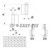 Balama doua aripi-montaj prin sudare L100xØ16x30mm - deschidere mana dreapta
