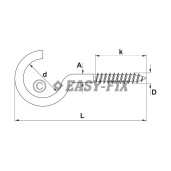 Agăţător cu filet pt lemn tip C - Ø3,0x 50x10 ZA (250 buc)