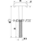 Şurub cap T 35mm special pt fixat panouri gard - M 8x80 ZA (50 buc)