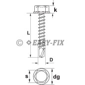 Şurub autoforant cap hex DIN 7504K 3,5x25 ZA SW5 (1.000 buc)