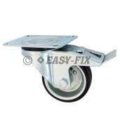 C-Roată cu frână+placă rulment Ø200x46 H=235 -180kg OL+Cauc.