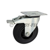 D-Roată cu frână+placă rulment Ø150x40 H=185 -130kg PP+Cauc.