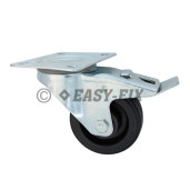 E-Roată cu frână+placă rulment Ø160x38 H=195 -120kg PP+Cauc.