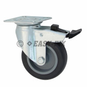 G-Roată cu frână+placă rulment Ø100x25 H=125 - 75kg PU