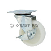 H-Roată cu frână+placă rulment Ø 50x22 H= 65 - 40kg Ny Alb