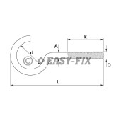 Agăţător cu filet metric tip C - M 6x100x18 ZA (4 buc)