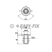 Piuliţă oţel inserţie Tip B M10 xØ12,6 xL 15mm ZA (100 buc)