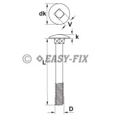 Şurub cap bombat torbant DIN 603-8.8 - M 8x100/35 ZA