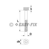 Şurub cap cilindric DIN 912- 12.9  M 8x 65/28 Negru SW6 (50 buc)