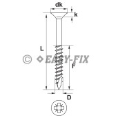 Şurub pt PAL şi lemn cu vârf crestat SR+ 4,0x 70/60 ZG PZ2 (250 buc)