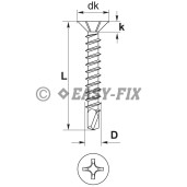 Şurub autoforant cap înecat pt PVC 3,9x16  ZG -PH2 (100 buc)