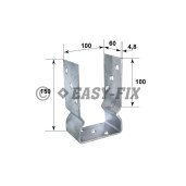 Suport stâlp U cu nervură - 101x150x 60 mm - ZT