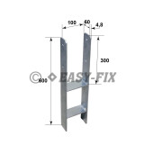 Suport stâlp tip H pt beton - 101x600x60 -5 mm - Zincat Termic